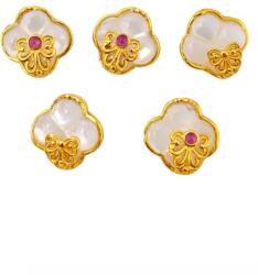  Charm Sidef cu Rubelit 11x11x5 mm Argint 925 Aurit - 1 Buc