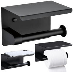Verk Toalettpapír tartó polccal telefon számára - fekete (27240)