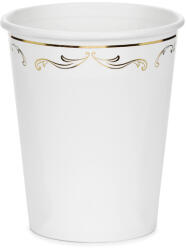  Fehér papírpohár arany díszítéssel, 220 ml, 6 db/csomag (KPP112-EU2)