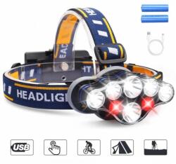 TMN Újratölthető fejlámpa 8 chip, 2 db 8800 mAh akkumulátorral (ledcel8cip)