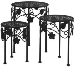 AdTrend Set 3 masute rotunde fier negru 20 x 28 cm, 25 x 33 cm, 30 x 38 cm (119489)