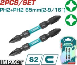 TOTAL Set biti impact PH2 magnetici 65 mm, 2 bucati, otel S2 TOTAL (TACIM72PH265) Surubelnita
