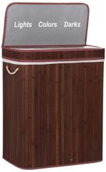  Cos de rufe cu capac si 3 compartimente, sac textil detasabil, 100 litri, 51x32x63 cm, maro (HA-0067)