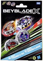 Hasbro Beyblade X Set Duo Beat Tyranno 4-70Q si Knife Shinobi 4-80HN (F9586_G1542) Figurina