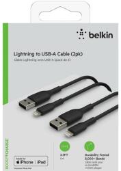 Belkin Cablu Belkin BOOST CHARGE USB-A catre Lightning, PVC, 1M (Pachet de 2 bucati), Negru (BEL-0197)