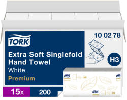 Tork Extra Soft Singlefold Premium Z hajtogatott H3 fehér 2 rétegű 15 db (100278)