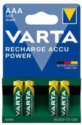 VARTA recharge accu power elem (aaa, 1.2v, 550mah ni-mh, újratölthető) 4db/csomag (56743101404)