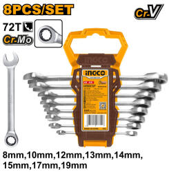 INGCO Racsnis csillag-villácskulcs készlet 8 részes 8-19 mm CrV (BEHKSPAR1082)