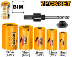 INGCO Bimetal Körkivágó készlet 7 részes 19-35 mm (BEAKH0071)
