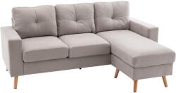 HOMCOM Sarokkanapé 3 személyes, vászonhatású, megfordítható heverő, világosszürke (833-850V01LG)