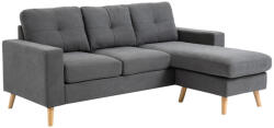HOMCOM Sarokkanapé 3 személyes, vászonhatású, megfordítható heverő, szürke (833-850)