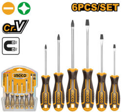 INGCO Csavarhúzó készlet 6 részes mágneses CrV (BEHKSD0628)