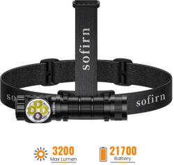 Sofirn HS43 3200lm fejlámpa 660nm vörös fénnyel, USB-C tölthető zseblámpa