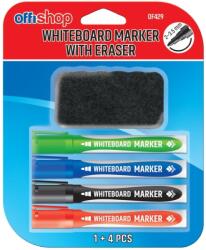 OffiShop Set 4 markere cu burete pentru tabla magnetica, varf rotund 2-3.5 mm (JOC28472)