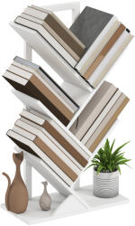 HOMCOM Bibliotecă în Formă de Copac cu 5 Rafturi și Sistem Antivărsare pentru Sufragerie Dormitor 50x24x82 cm Alb | Aosom Romania (836-616V00WT) Biblioteca