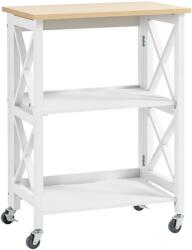 HOMCOM Cărucior de Bucătărie Pliabil Cărucior Auxiliar cu Roți Cărucior Verdulero cu 2 Rafturi pentru Sufragerie 60x40x84 cm Alb | Aosom Romania (801-183)