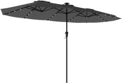 Outsunny Umbrelă Dublă de Grădină 4x2 m cu 36 LED-uri Solare UPF50+ Manivelă 12 Spițe Rezistentă la Apă Gri închis | Aosom Romania (84D-478V00CG)