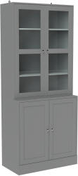 HOMCOM Bibliotecă vitrină, corp de depozitare cu 6 niveluri cu 4 uși dintre care 2 din sticlă securizată, rafturi reglabile, alb | Aosom Romania (836-450V00GY) Biblioteca
