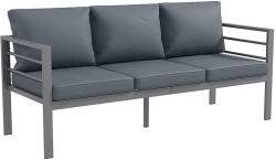 Outsunny Canapea de Grădină cu 3 Locuri cu Perne pentru Scaun și Spate, Canapea Modernă din Aluminiu și Poliester, 185x66x64 cm, Gri | Aosom Romania (84G-457V00GY)