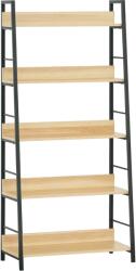 HOMCOM Bibliotecă bibliotecă de stil industrial înclinat 5 Niveluri 70L x 35l x 150H cm Culoare lemn stejar deschis Negru | Aosom Romania (836-011YL) Biblioteca