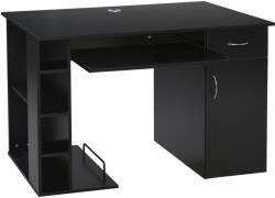 HomCom Masa de birou pentru PC Ergonomica cu Rafturi si Spatiu Tastatura Detasabila Neagra (920-012V01BK)