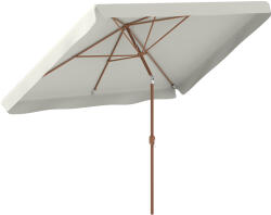 Outsunny Umbrelă de Grădină 2x3 m Inclinabilă cu Deschidere cu Manivelă, Orificiu de Ventilație și Margine cu Volane, Umbrelă de Exterior Dreptunghiulară Anti-UV 50+ din Aluminiu și Poliester de 180 g/㎡, Crem 