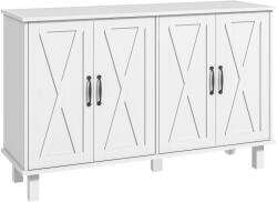 HOMCOM Dulap multifuncțional MDF cu 4 nivele cu 2 rafturi reglabile pentru sufragerie, bucătărie și intrare, 120x37x75 cm, alb HOMCOM | Aosom Romania (838-425V80WT) Bufet