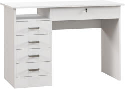 HomCom Birou Modern cu 5 Sertare, Birou cu Sertare și Compartiment Deschis pentru Biroul de Acasă și Studiu, 110x50x76 cm, Alb | Aosom Romania (836-559V80WT)
