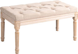 HOMCOM Bancă de Ședere Design Vintage, Nasturi Capitonați, Picioare Snirclate, Shabby Chic, Culore Crema | Aosom Romania (831-732V00BG)