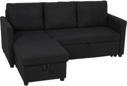 HOMCOM Canapea Extensibilă cu 3 Locuri și Șezlong Convertibil, Canapea de Colț Pliabilă cu Compartiment de Depozitare și 3 Perne Detașabile, Material Textil cu Efect de In, Living, 192x148x86cm, Gri Închis | Canapea