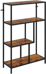 HOMCOM Bibliotecă cu 4 Rafturi, Stil Industrial, Lemn și Metal, 77x30x116cm, Maro | Aosom Romania (838-546V00DW) Biblioteca