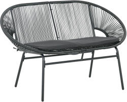 Outsunny Bancă Acapulco cu Brațe, Perne și Cadru din Oțel, Greutate Maximă 260 kg pentru Balcon, Terasă, Grădină 132x72x83 cm Negru | Aosom Romania (867-177V01BK)