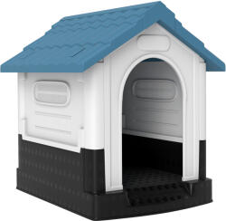 PawHut Cușcă pentru Câini de Exterior din Plastic, Căsuță pentru Câini Mici și Mini cu Ferestre, Acoperiș Înclinat și Bază Ridicată, 64, 5x57x66 cm, Albastru | Aosom Romania (D02-164V00BU)