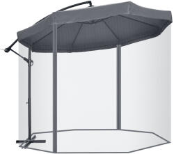 Outsunny Umbrelă de Soare cu Plasă de Țânțari, Deschidere cu Manivelă și Bază Transversală, 295x295x240 cm, Gri | Aosom Romania (84D-204V01CG)