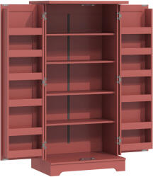HOMCOM Bufet bucătărie, dulap de bucătărie, 5 niveluri, cu uși și rafturi reglabile, 60l x 40P x 120H cm, aspect lemn, roșu | Aosom Romania (83A-173V00RD) Bufet