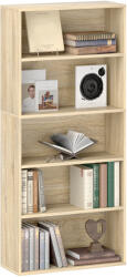 HOMCOM Bibliotecă raft de depozitare 5 nivele cu rafturi reglabile pentru living, dormitor, birou, 60x24x133, 5 cm, natural | Aosom Romania (836-601V02ND) Biblioteca