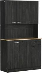 HOMCOM Bufet de Bucătărie cu Sertar și Blat, Uși și Rafturi Reglabile, 101x39x180 cm, Negru | Aosom Romania (801-026V81BK) Bufet