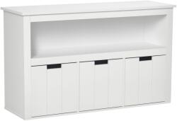 HOMCOM Bufet de Salon cu 3 Sertare Mobilizabile și Rafturi Deschise pentru Cărți Jucării Dulap Auxiliar de Depozitare pentru Dormitor Bucătărie 102x33x61, 5 cm Alb | Aosom Romania (838-095) Bufet