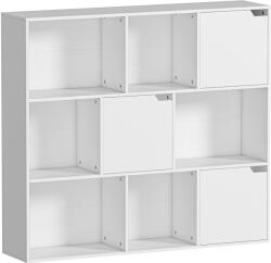 HOMCOM Bibliotecă, 9 cuburi, 3 uși, 6 rafturi deschise, pentru living, dormitor, PAL, Alb | Aosom Romania (836-630V90WT) Biblioteca