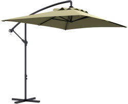 Outsunny Umbrelă Suspendată cu Orificii de Ventilaţie, Bază în Cruce şi Manivelă, 3x2 m, Bej | Aosom Romania (84D-270V00BG)