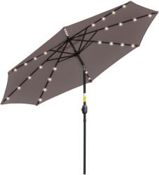 Outsunny Umbrelă de Grădină Inclinabilă Ø265 cm cu 32 Lumini LED Solare și Manivelă, Umbrelă de Exterior cu 8 Spițe, din Oțel și Poliester, pentru Patio, Curte, Balcon, Terasă, Gri | Aosom Romania (84D-176GY)