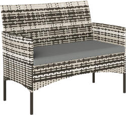 Outsunny Canapea de grădină 2 locuri din rășină împletită cu perne canapea de exterior cu cotiere 115 x 63 x 85 cm gri deschis | Aosom Romania (860-427V01LG)