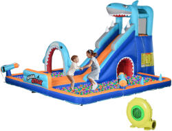 Outsunny Castelul Gonflabil cu Tobogan, Piscină, Perete de Cățărare, Tun de Apă, Parc Acvatic Gonflabil, 440x350x240 cm, Multicolor | Aosom Romania (346-006V90MX) Castel gonflabil