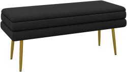 HOMCOM Bancă bancuță cutie de depozitare 2 în 1 cu șezut din catifea și picioare de oțel - 100 x 37, 5 x 42 cm, negru și auriu | Aosom Romania (838-438V01BK)