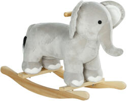 AIYAPLAY Balansoar în Formă de Elefant, Căluț Balansoar din Lemn cu Bază și Sunete Realistice, 64, 5x31x52 cm, Gri | Aosom Romania (330-177V00GY) Balansoar calut