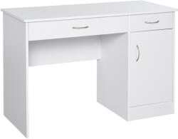 HomCom Birou Modern pentru PC si Computer cu 2 Sertare si 1 Dulap pentru Birou sau Camera din Lemn Alb | Aosom Romania (836-267WT)