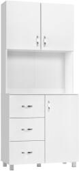 HOMCOM Bufet Modern din Lemn Alb cu 2 Dulapioare, Polite Reglabile, 1 Raft Deschis si 3 Sertare, 80x39, 5x183, 5cm | Aosom Romania (835-243) Bufet