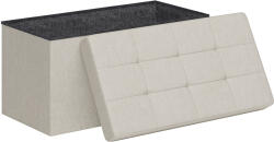 HOMCOM Banc de depozitare pouf de depozitare pliabil bout de lit repose-pieds cu capac capitonat 76L x 38l x 38H cm crem | Aosom Romania (838-468V00CW)