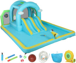 AIYAPLAY Castel Gonflabil Acvatic 7 în 1 cu Suflantă 2 Tobogane Trambulină Piscină Coș Coloană de Box 426x360x198 cm | Aosom Romania (346-021V90BU)