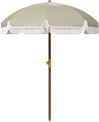 Outsunny Umbrelă de Plajă Portabilă cu Volane în Aer Liber cu Baldachin Ventilat, Geantă de Transport, Ø1.9x2.1 m, Alb-Crem | Aosom Romania (84D-299V00GN)
